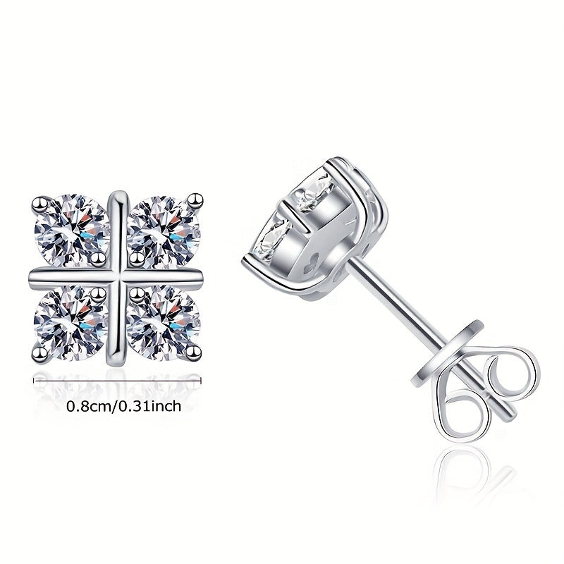 925 Sterling Silver Moissanite Stud Earrings Geometric Rhombus For Men Women Couple Jewelry Holiday Birthday Anniversary Mother's Day Gift