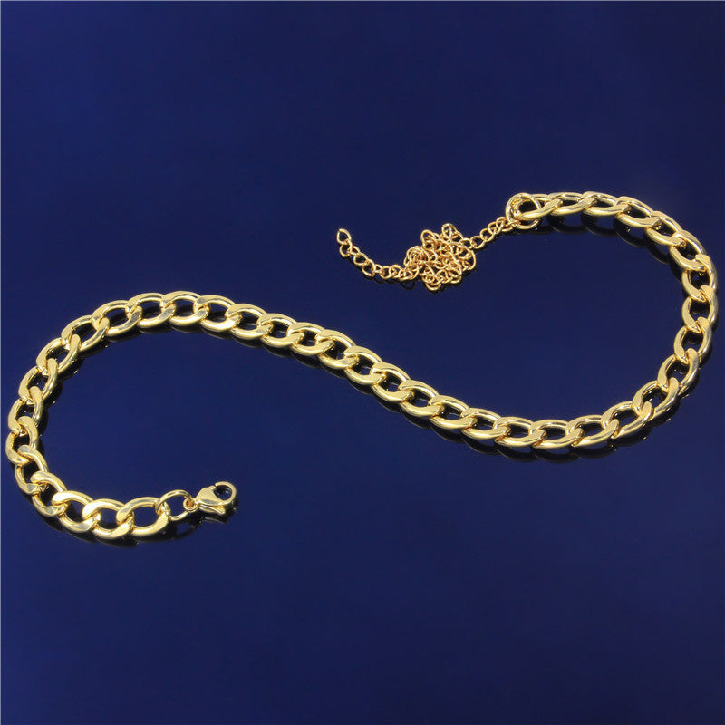 1pc Stylish Golden Titanium Steel Cuban Chain Anklet - Versatile & Durable, Perfect for Casual Attire, Vacation Style Jewelry for Women, Vacation Accessory | Minimalist Anklet | Polished Golden Finish