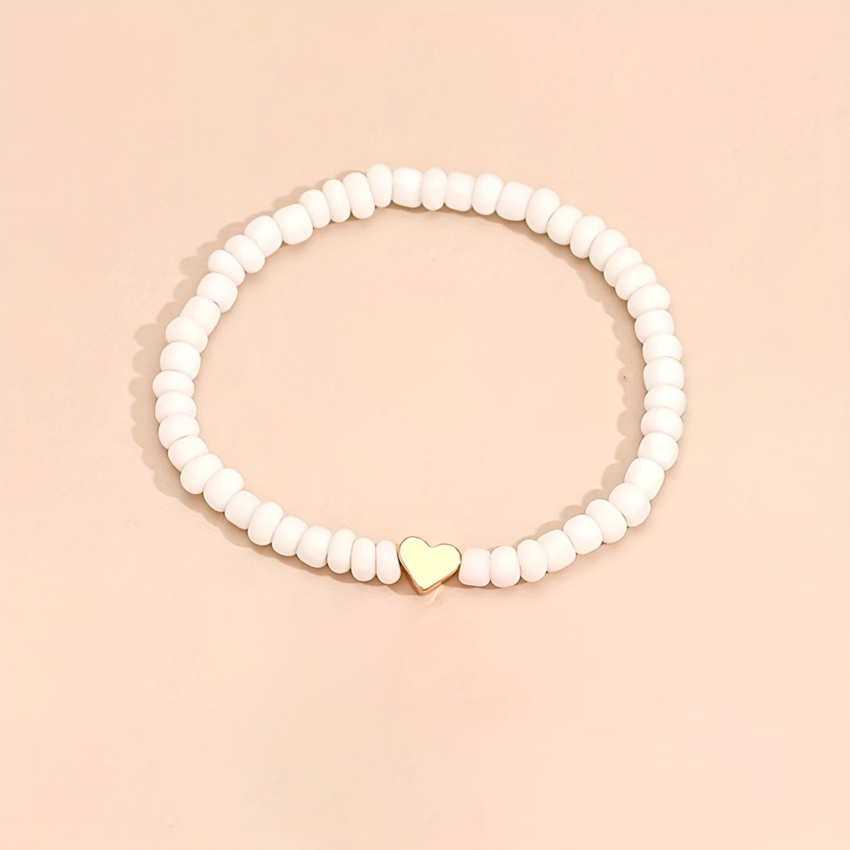 4pcs Mini Love Heart Beaded Bracelet Set Stackable Hand Chain Jewelry Decoration