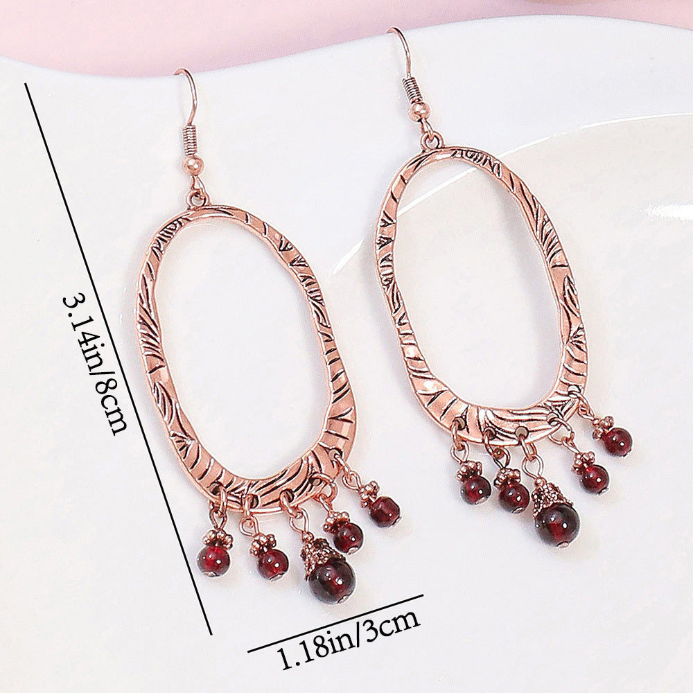 Boho Geometric Waterdrop Tassel Earrings for Women - Vintage Style Ear Jewelry