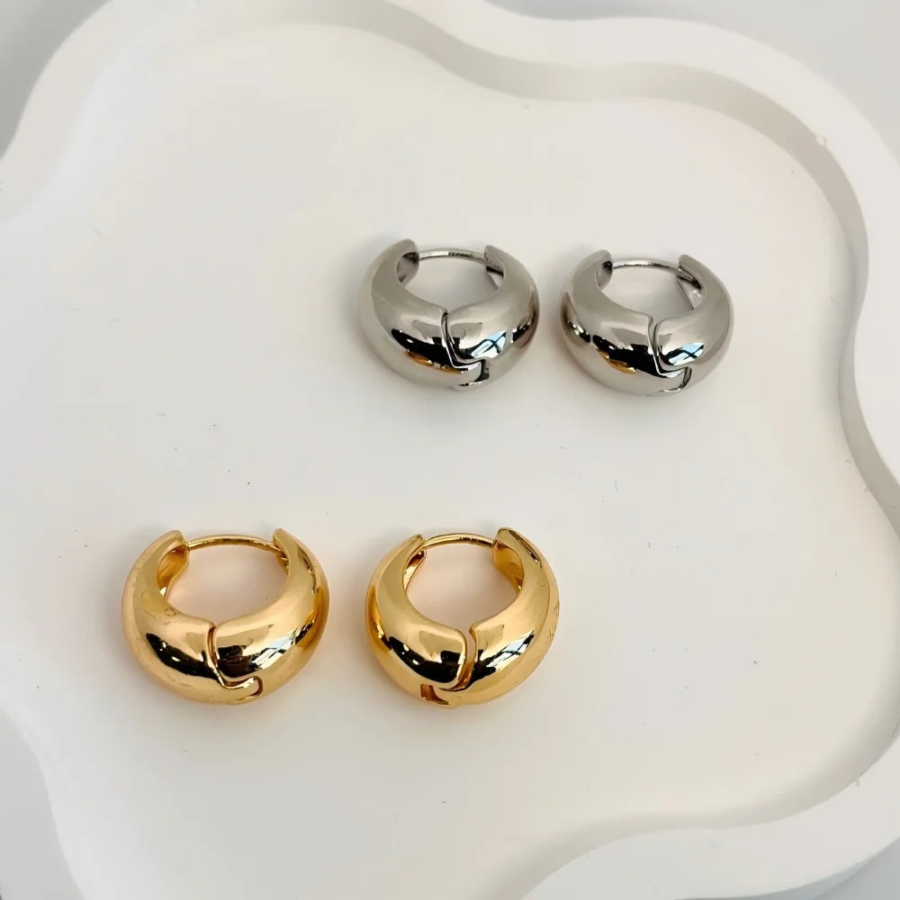 Stainless Steel 1 Pair Minimalist Huggie Hoop Earrings For Women Gold Color Tiny Round Circle 6/10/12mm Punk Unisex Rock Earring
