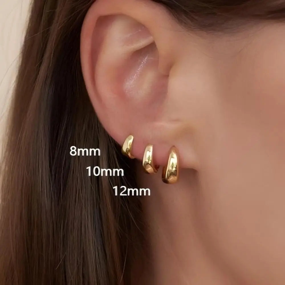Stainless Steel 1 Pair Minimalist Huggie Hoop Earrings For Women Gold Color Tiny Round Circle 6/10/12mm Punk Unisex Rock Earring