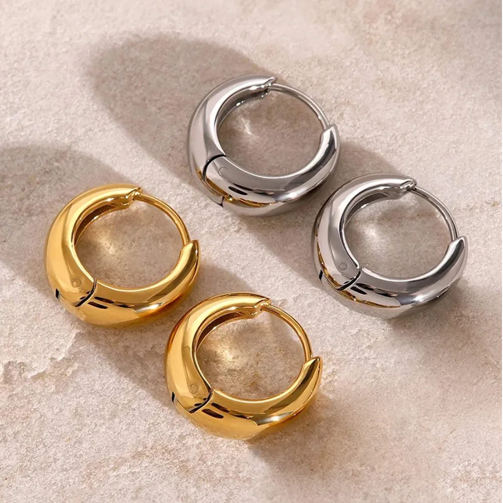 Stainless Steel 1 Pair Minimalist Huggie Hoop Earrings For Women Gold Color Tiny Round Circle 6/10/12mm Punk Unisex Rock Earring
