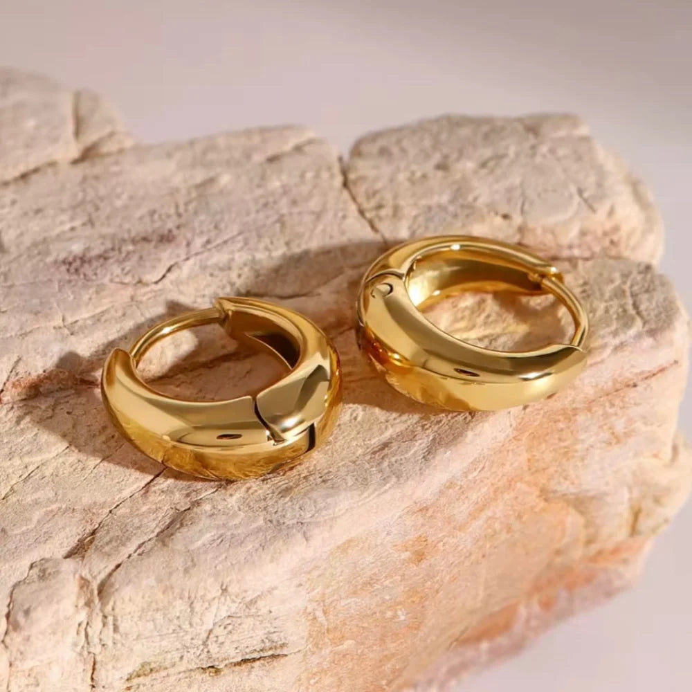 Stainless Steel 1 Pair Minimalist Huggie Hoop Earrings For Women Gold Color Tiny Round Circle 6/10/12mm Punk Unisex Rock Earring