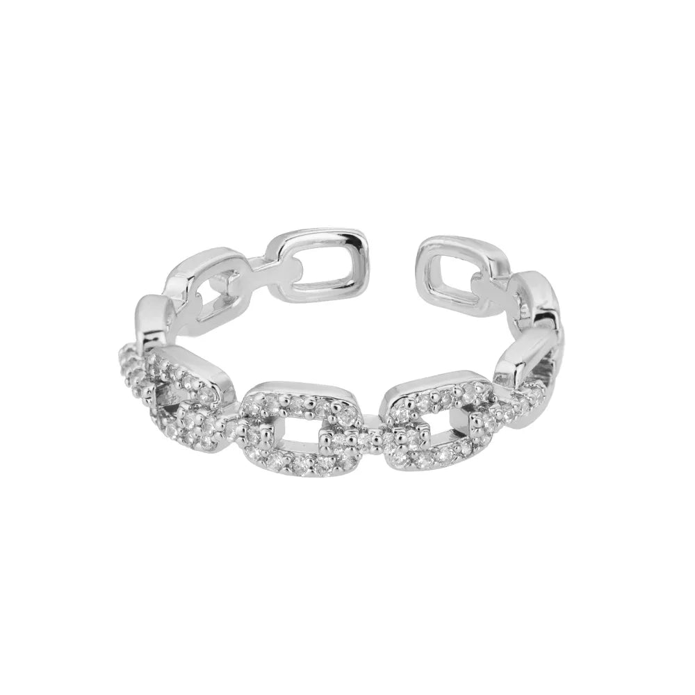 Classic Zircon Twist Chain Rings For Women Stainless Steel Elegant Couple Ring Wedding Jewelry Gift Bijoux Femme Free Shipping