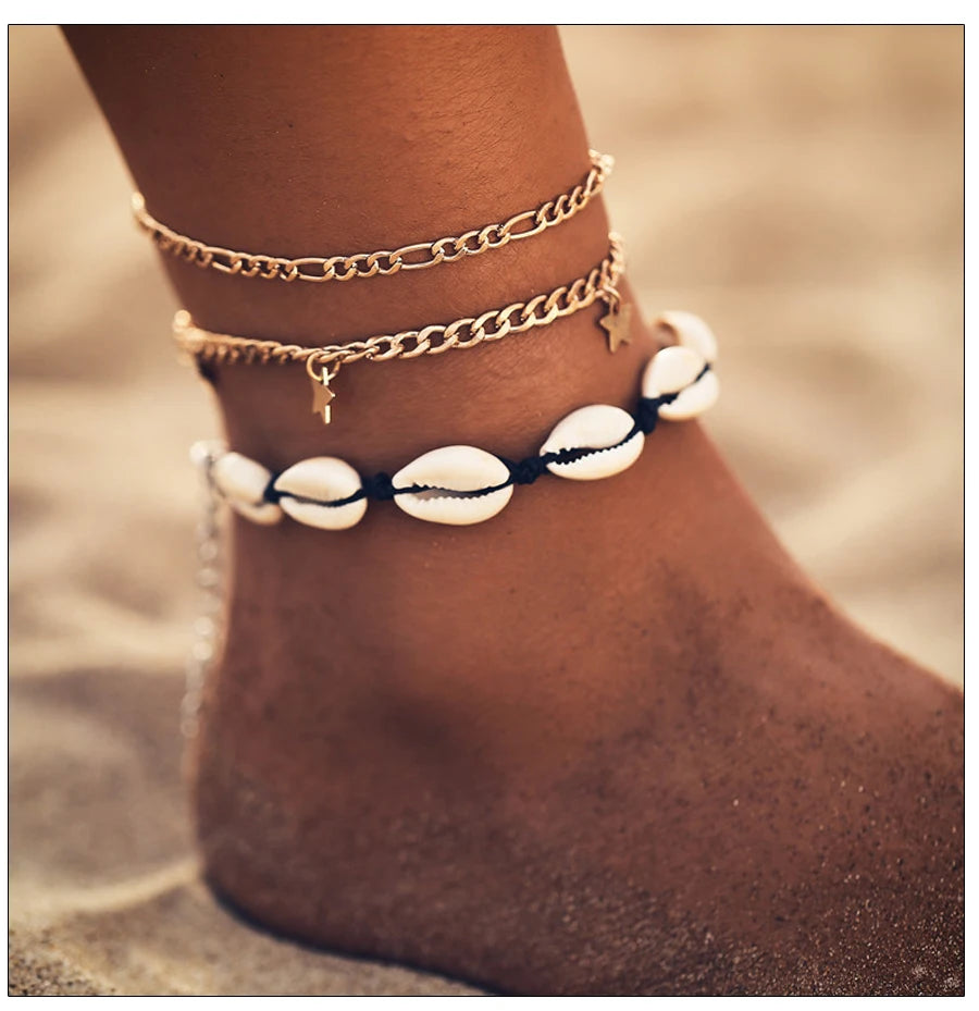 Fashion Colorful Turkish Eyes Anklets for Women Charm Gold Color Beads Pendant barefoot sandals Anklet Foot Jewelry Accessories