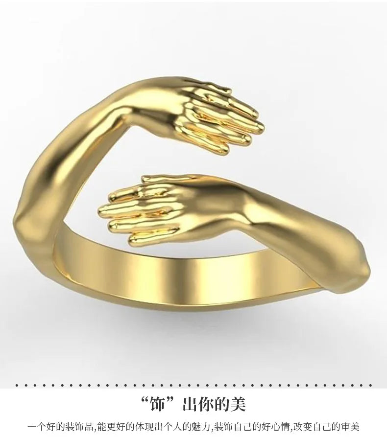 Rings 2025 Trend Jewelry Hands Hug Punk Personality Open Dropshipping Rings for Women Men