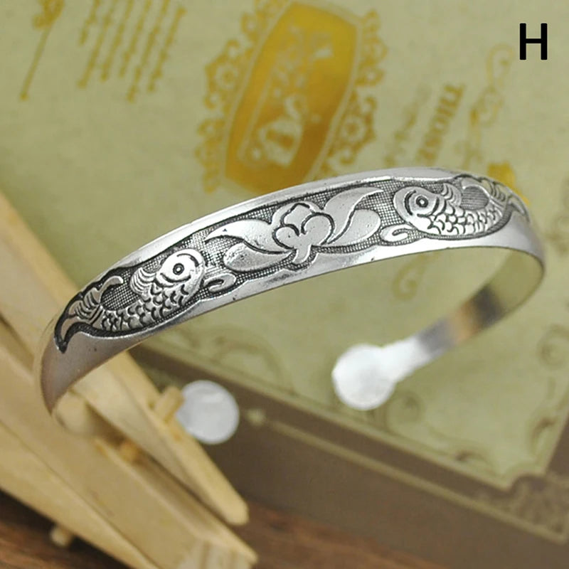 9styles Vintage Silver Bangles Bracelet Antique Tibetan Silver Bracelets For Women Tibetan Silver Jewelry