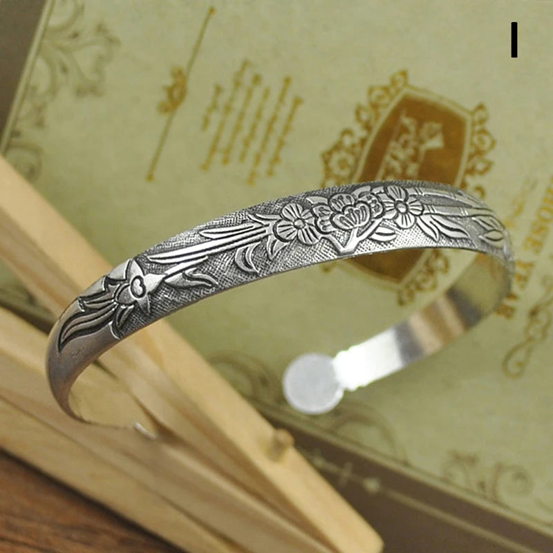 9styles Vintage Silver Bangles Bracelet Antique Tibetan Silver Bracelets For Women Tibetan Silver Jewelry