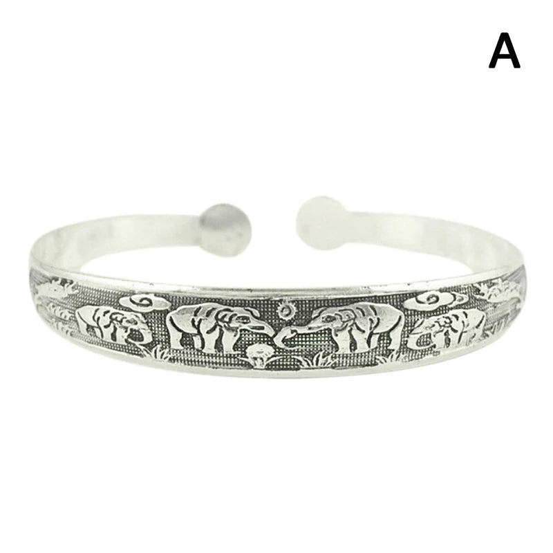 9styles Vintage Silver Bangles Bracelet Antique Tibetan Silver Bracelets For Women Tibetan Silver Jewelry