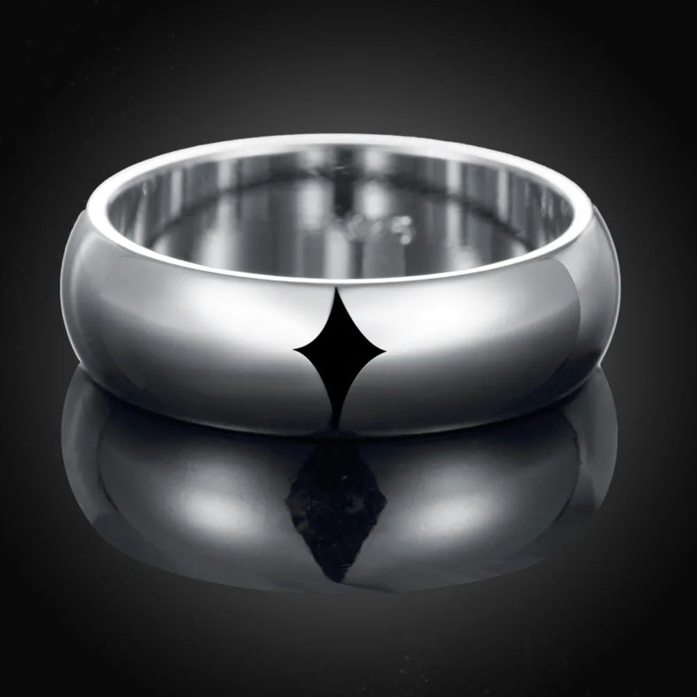 Wholesale High Quality 925 Sterling Silver Rings Fashion Simple Round Circle Rings For Women Party Jewelry Size 5 6 7 8 9 10
