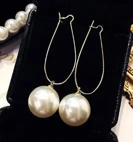Korea Simple Net Red Wild Crystal Imitation Pearl Earrings Jewelry Long Temperament High Quality Earrings For Women Brincos