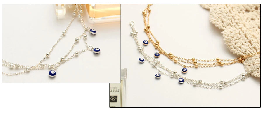 Fashion Colorful Turkish Eyes Anklets for Women Charm Gold Color Beads Pendant barefoot sandals Anklet Foot Jewelry Accessories