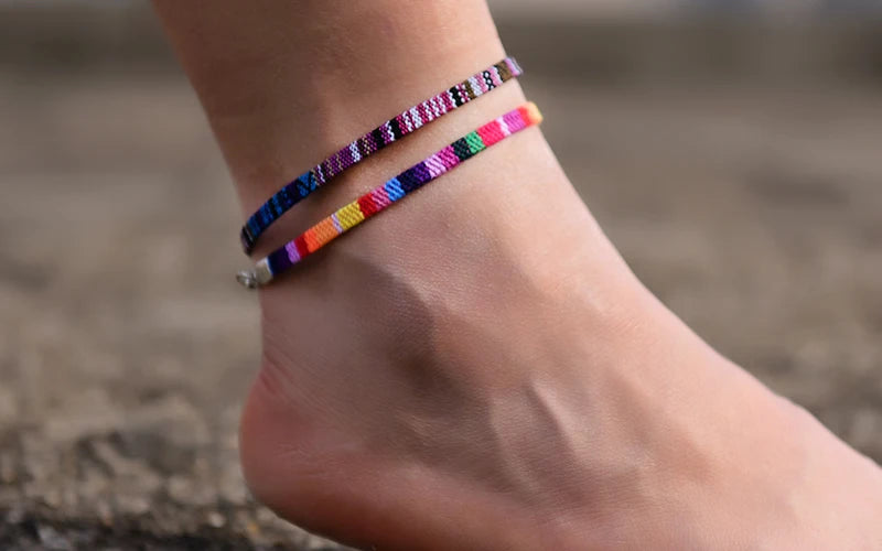 2Pcs/Lot Bohemian Anklets for Men and Women Handmade Rope Friendship Beach Barefoot Bracelet on the Leg Chain Boho Foot Jewelry