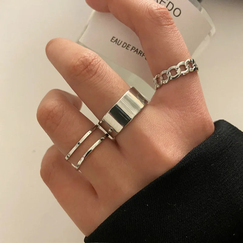 7pcs Fashion Jewelry Rings Set Hot Selling Metal Alloy Hollow Round Opening Women Finger Ring For Girl Lady Party Wedding Gifts