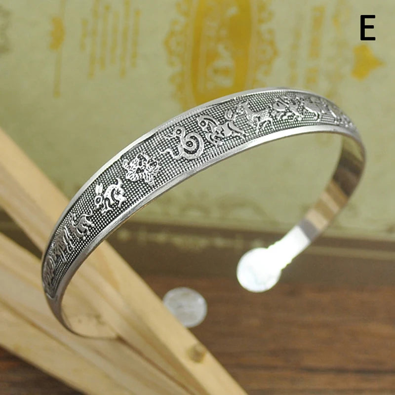 9styles Vintage Silver Bangles Bracelet Antique Tibetan Silver Bracelets For Women Tibetan Silver Jewelry