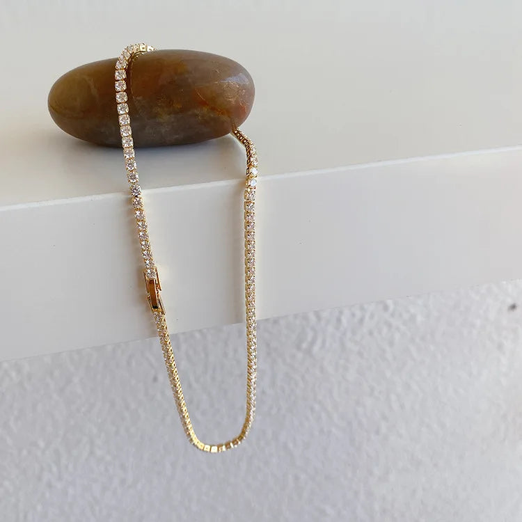 Minar Must Have Shiny Full Rhinestones Beaded Necklace for Women 14K Real Gold Silver Plated Copper Chain Chokers Wholesale