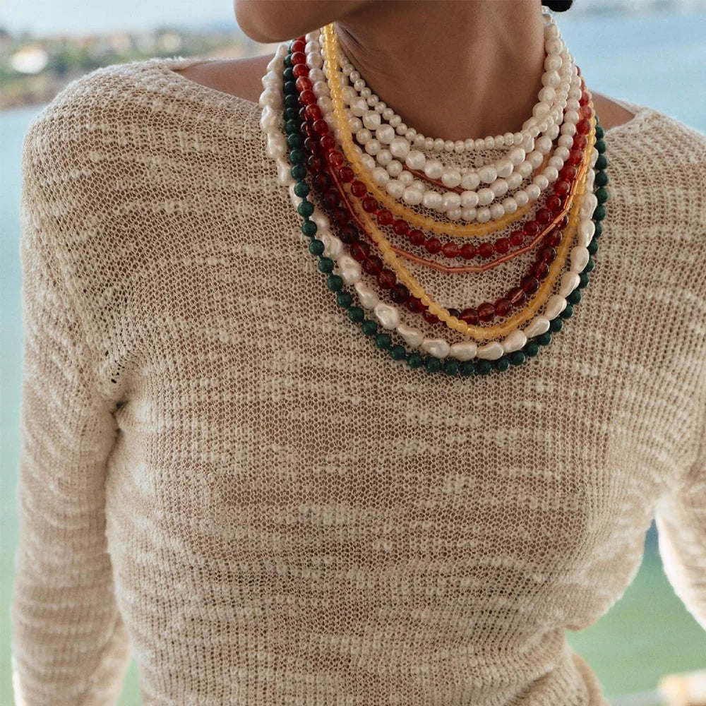 Multi level design, women's necklace, pearl layering, high-end feel, suitable for women, full of sexiness