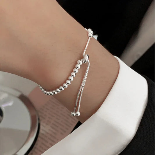 Pulseras de plata de ley 925 maciza 100 % para mujer y hombre, ajustables, hechas a mano, sencillas, regalo de cumpleaños y Navidad.
