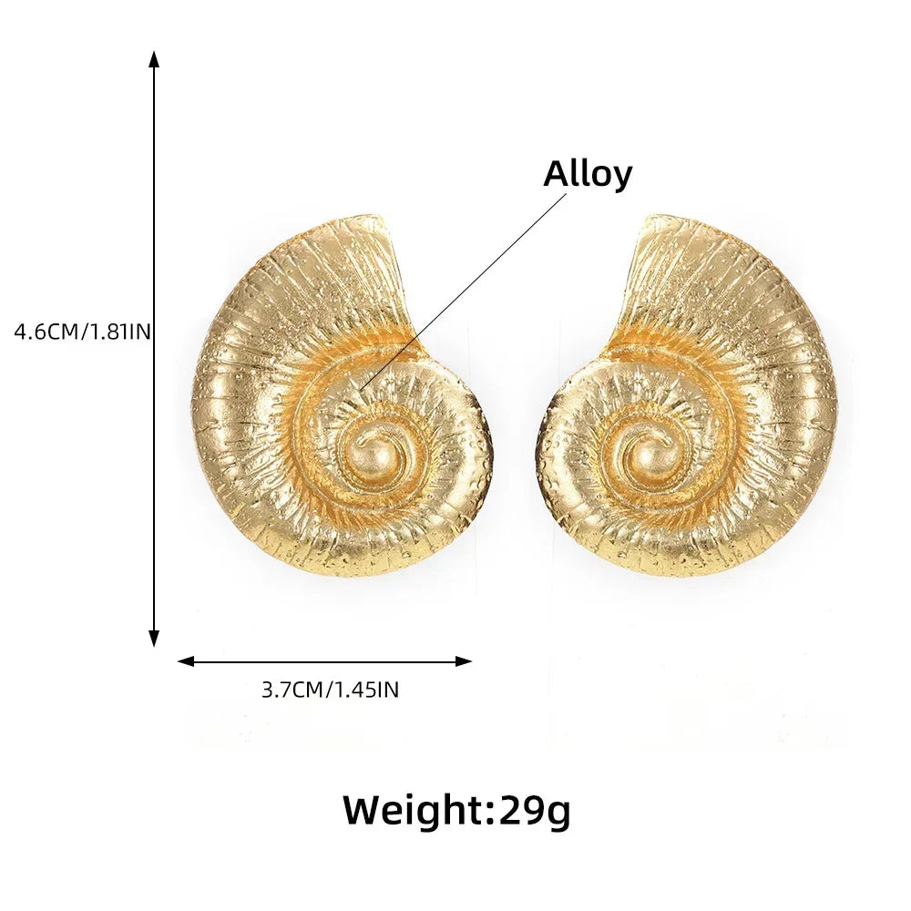 Snail Shell Shape Earrings Big Conch Stud Earrings for Women Bohemia Charm Summer Beach Choker Jewelry Holiday Accessories Gifts