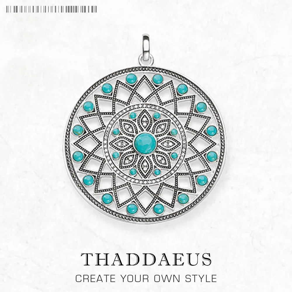 Pendant Blue Turquoise Stone Ornament Brand New Fashion 925 Sterling Silver Jewelry Europe Accessories Gift For Women