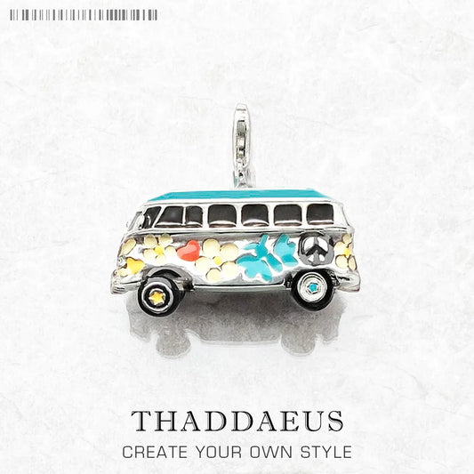 Pendant Peace Bus Colorful Brand New Fashion Jewelry Europe Style 925 Sterling Silver Vintage Gift For Woman Men