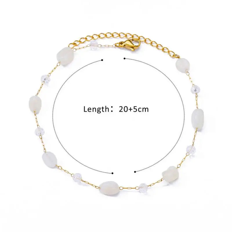 Anklets for Women Stainless Steel Stone Beaded Chain Anklet Summer Beach Accessories Boho Leg Bracelets Jewelry Tobilleras Mujer