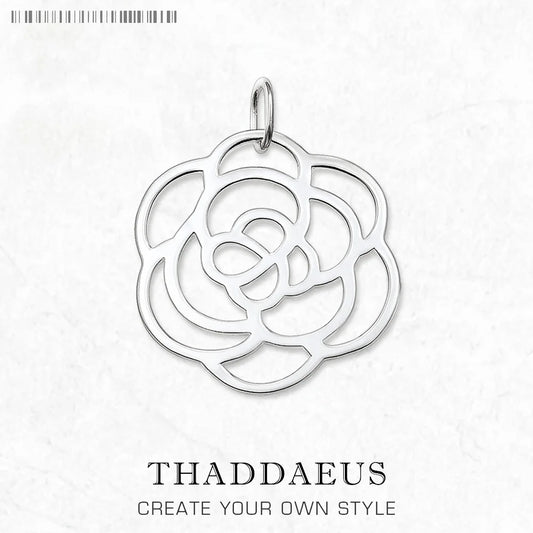 Pendant Rose Flower Ornament Brand New Fashion Glam Jewelry Europe Accessories 925 Sterling Silver Gift For Women