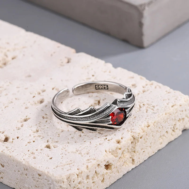 925 Sterling Silver Red Zircon Rings For Women Fashion High Quality Fine Jewelry Accessories Everything Jewellery
