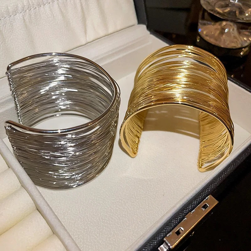 Open bracelet for women Men Metal Wire Intersecting Bracelet fashion girl Trendy armband Arm ring Exaggerated Jewelry gifts