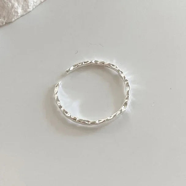 Real 925 Sterling Silver Minimalist Geometric Round Adjustable Rings for Women Trendy Fine Jewelry Irregular Accessories