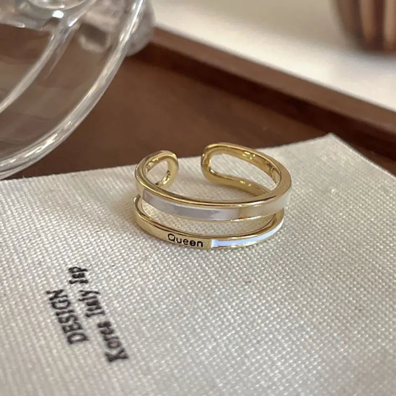 Shell Opal Stone Cuff Rings For Women Girl 2024 New Trend Fashion Personalized Vintage Jewelry Ladies Gifts Party anillos mujer