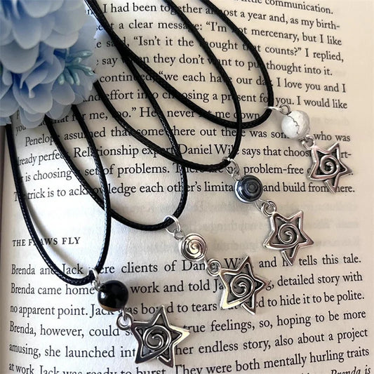 Collar de cordón negro, dije de estrella, remolino, cierre de langosta, ajustable, 18 pulgadas, regalo celestial