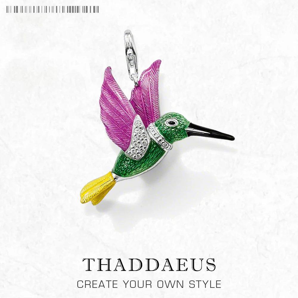 Pendant Hummingbird Colorful Brand New Fashion Jewelry Europe Style 925 Sterling Silver Trendy Gift For Woman