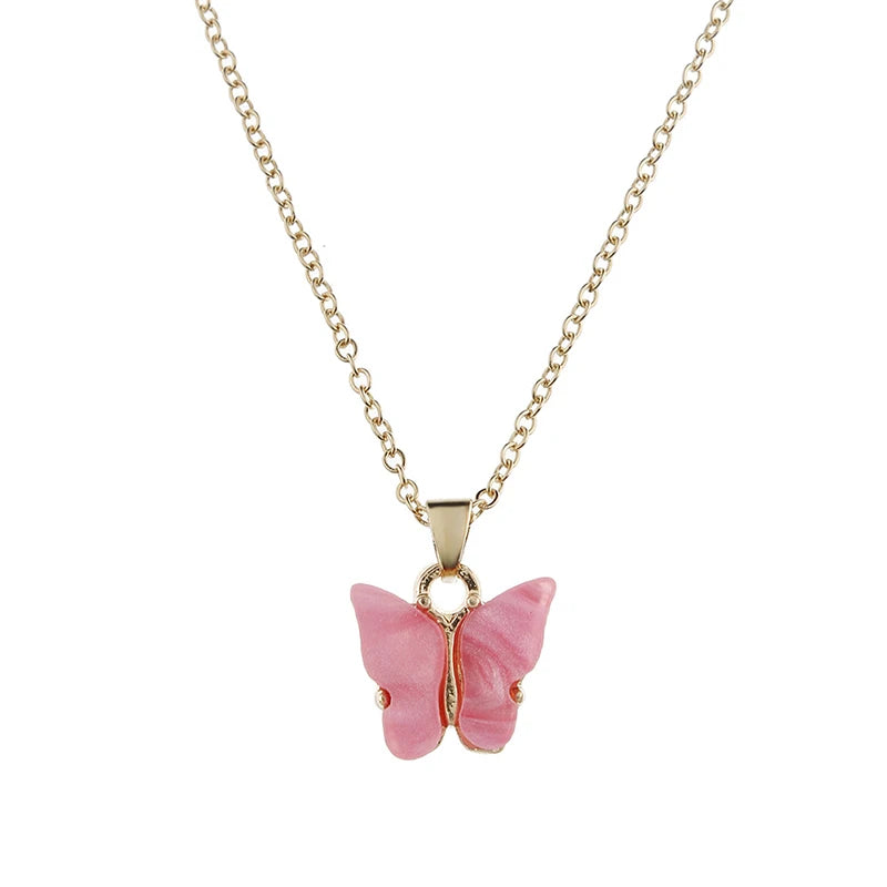 Necklace For Women Cute Simple Girls Animal Cat Sweet Heart Butterfly Pearl Embroidery Flowers Fashion