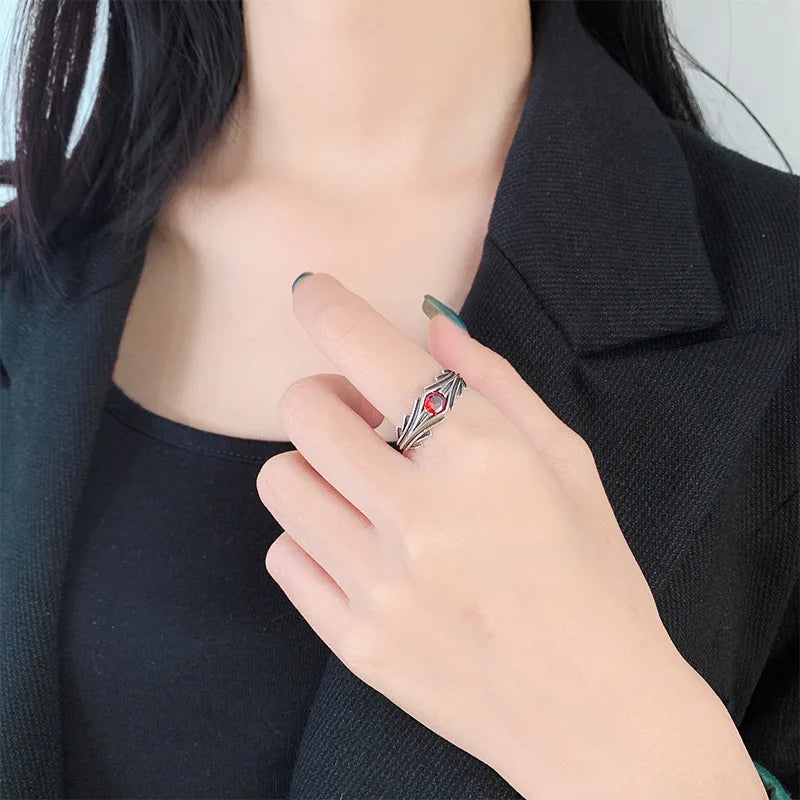 925 Sterling Silver Red Zircon Rings For Women Fashion High Quality Fine Jewelry Accessories Everything Jewellery