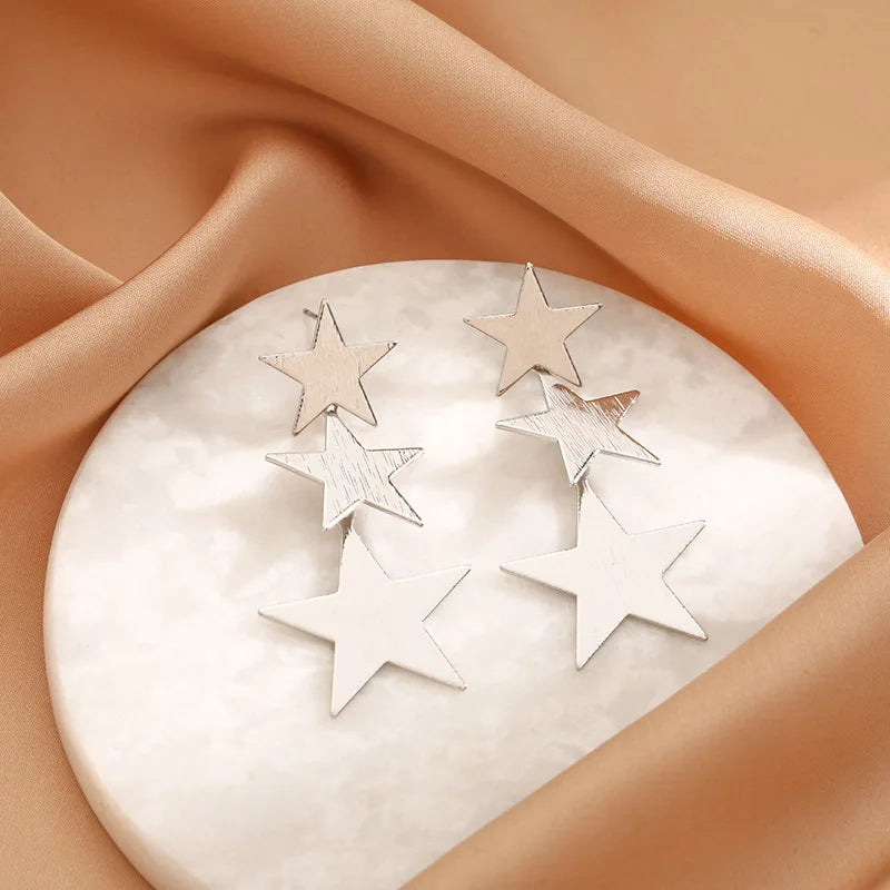 Retro Exaggerate Metal Statement Earrings for Women European Fashion Round Star Square Leaf Twist Geometry Long Earrings Jewelry