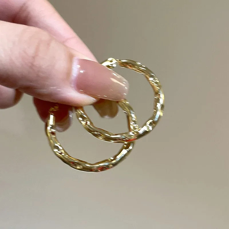 LATS New Design Trendy Retro Geometric Hoop Earrings for Women Irregular Light Luxury Simple Circle Earings Fashion Jewelry Gift
