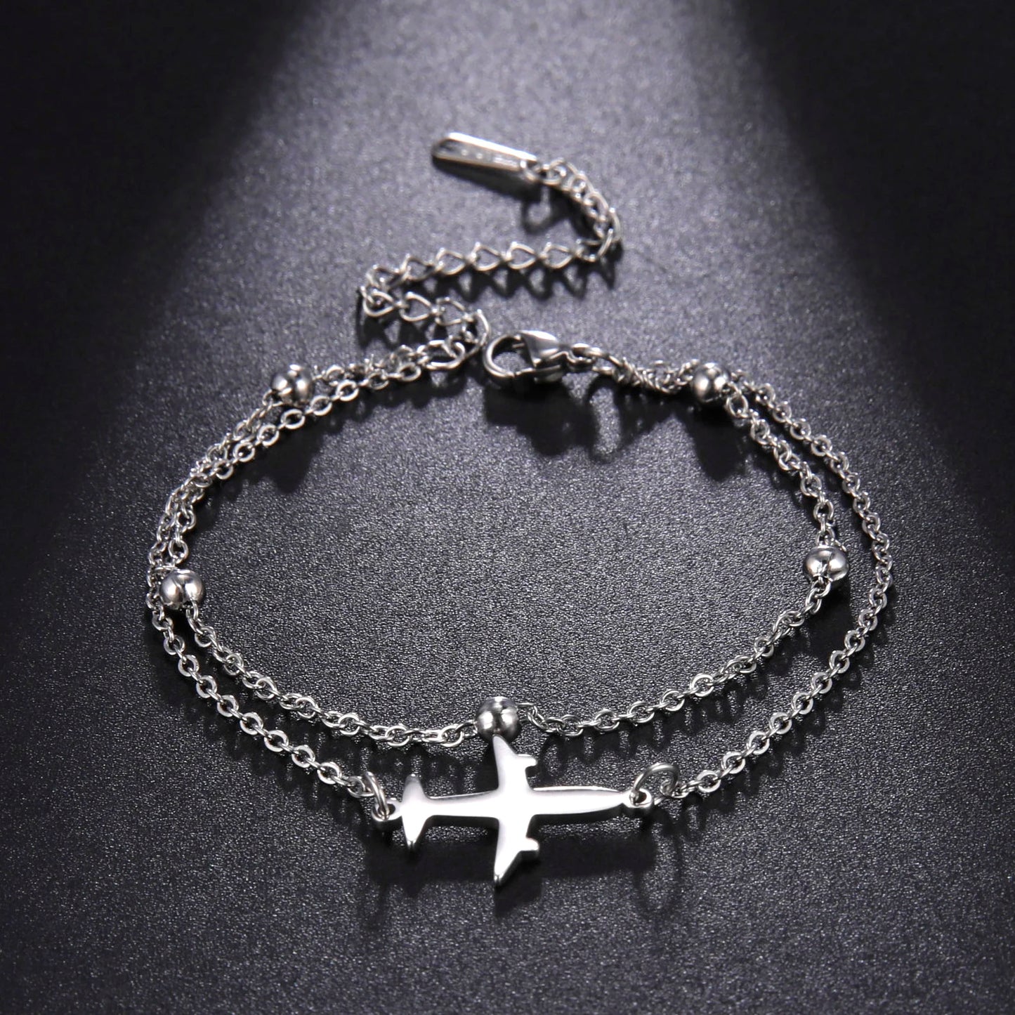 Kkjoy Stainless Steel Bohemia Gold Color Aircraft Anklets Two Layer Foot Legs Anklet Luxury Foot Chain Jewelry Accessories Gifts