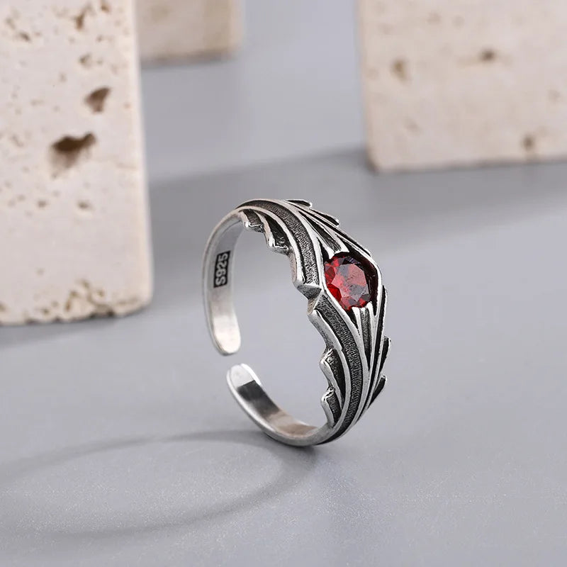 925 Sterling Silver Red Zircon Rings For Women Fashion High Quality Fine Jewelry Accessories Everything Jewellery