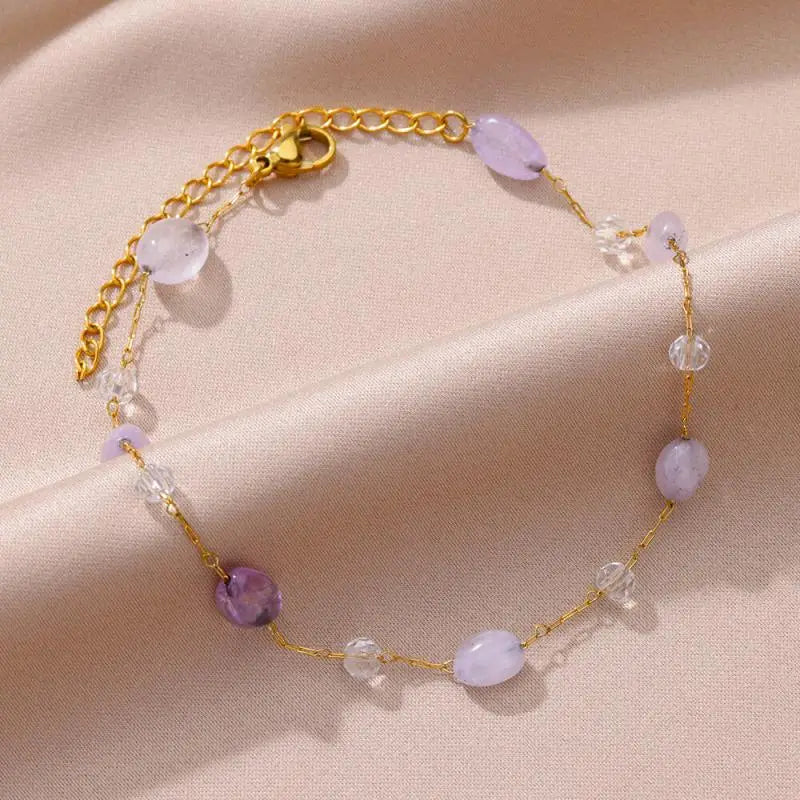 Anklets for Women Stainless Steel Stone Beaded Chain Anklet Summer Beach Accessories Boho Leg Bracelets Jewelry Tobilleras Mujer