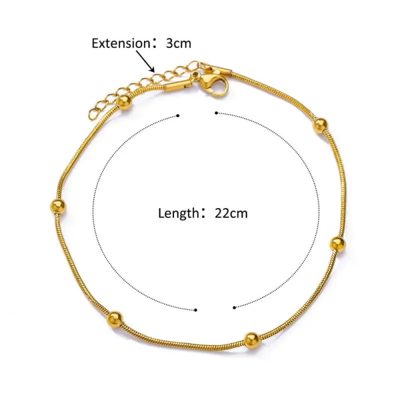 Anklets for Women Stainless Steel Stone Beaded Chain Anklet Summer Beach Accessories Boho Leg Bracelets Jewelry Tobilleras Mujer