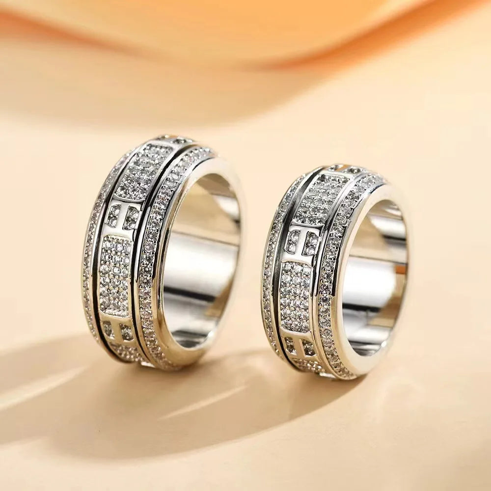 Zirconia rotating rings for men and women, a lucky and romantic gift for couples