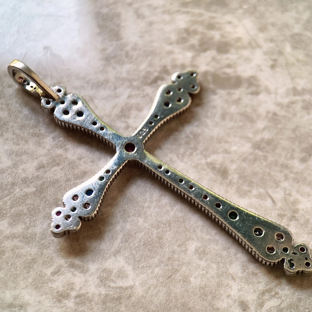 Pendants Royalty Cross Colorful New Victorian Jewelry Bohemia 925 Sterling Silver Accessories Gift For Women