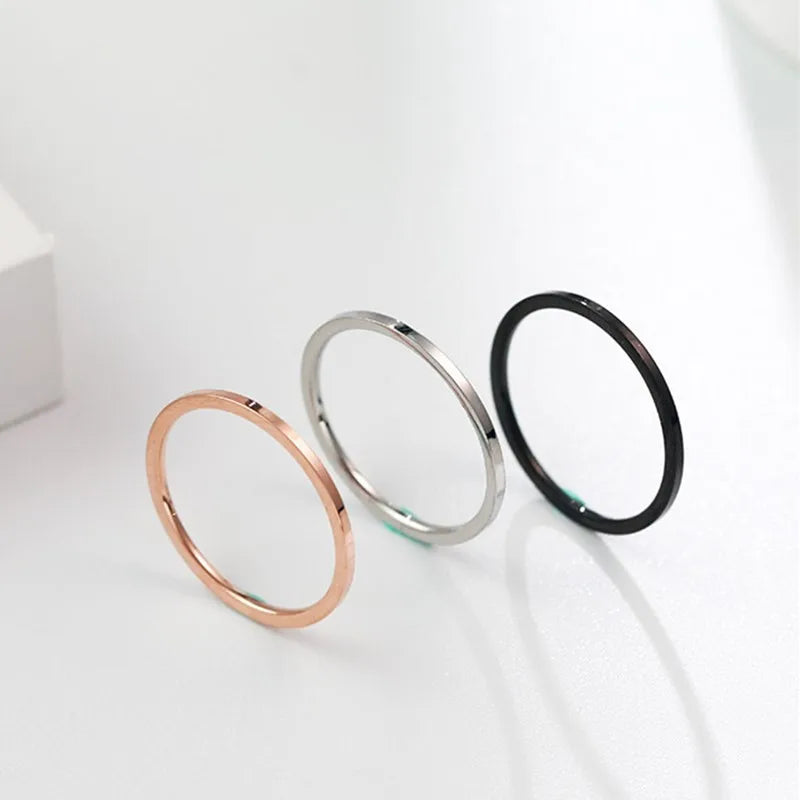 1mm Thin Stackable Ring Stainless Steel Plain Band Knuckle Midi Ring for Women Girl Size 3-10