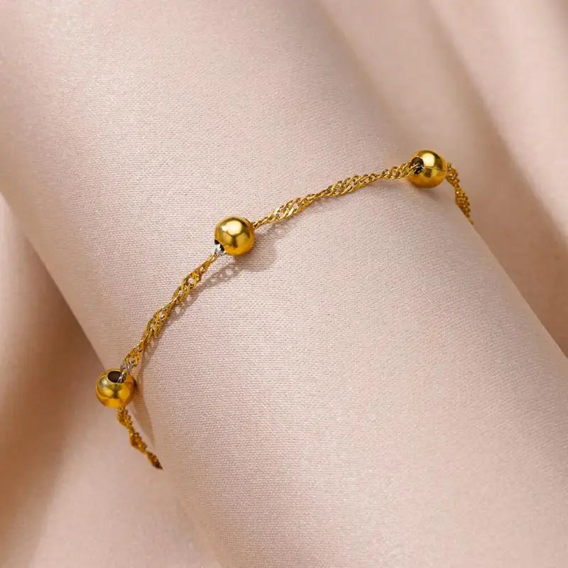 Anklets for Women Stainless Steel Stone Beaded Chain Anklet Summer Beach Accessories Boho Leg Bracelets Jewelry Tobilleras Mujer