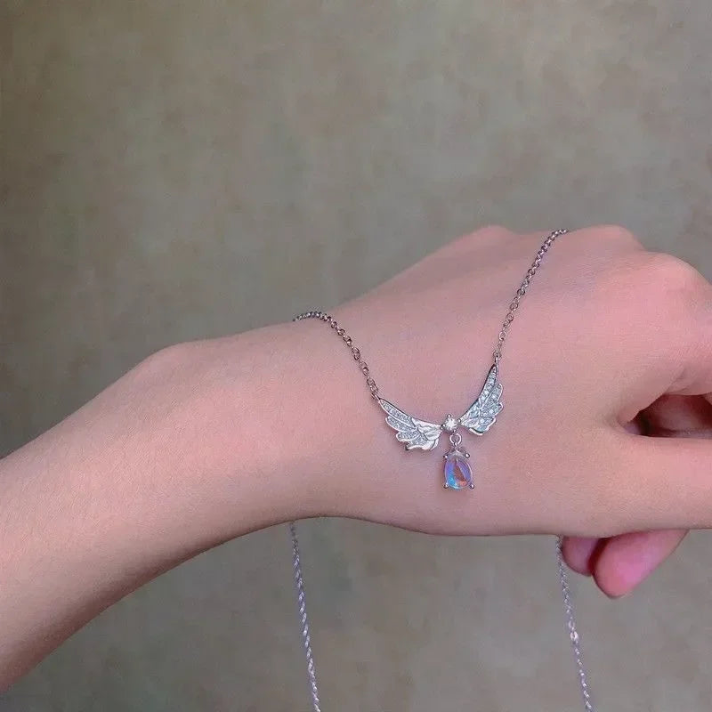 Exquisite Dolphin Star Blue Crystal Pendant Necklace For Women Fashion Personalized Daily Accessory Party Jewelry Birthday Gifts
