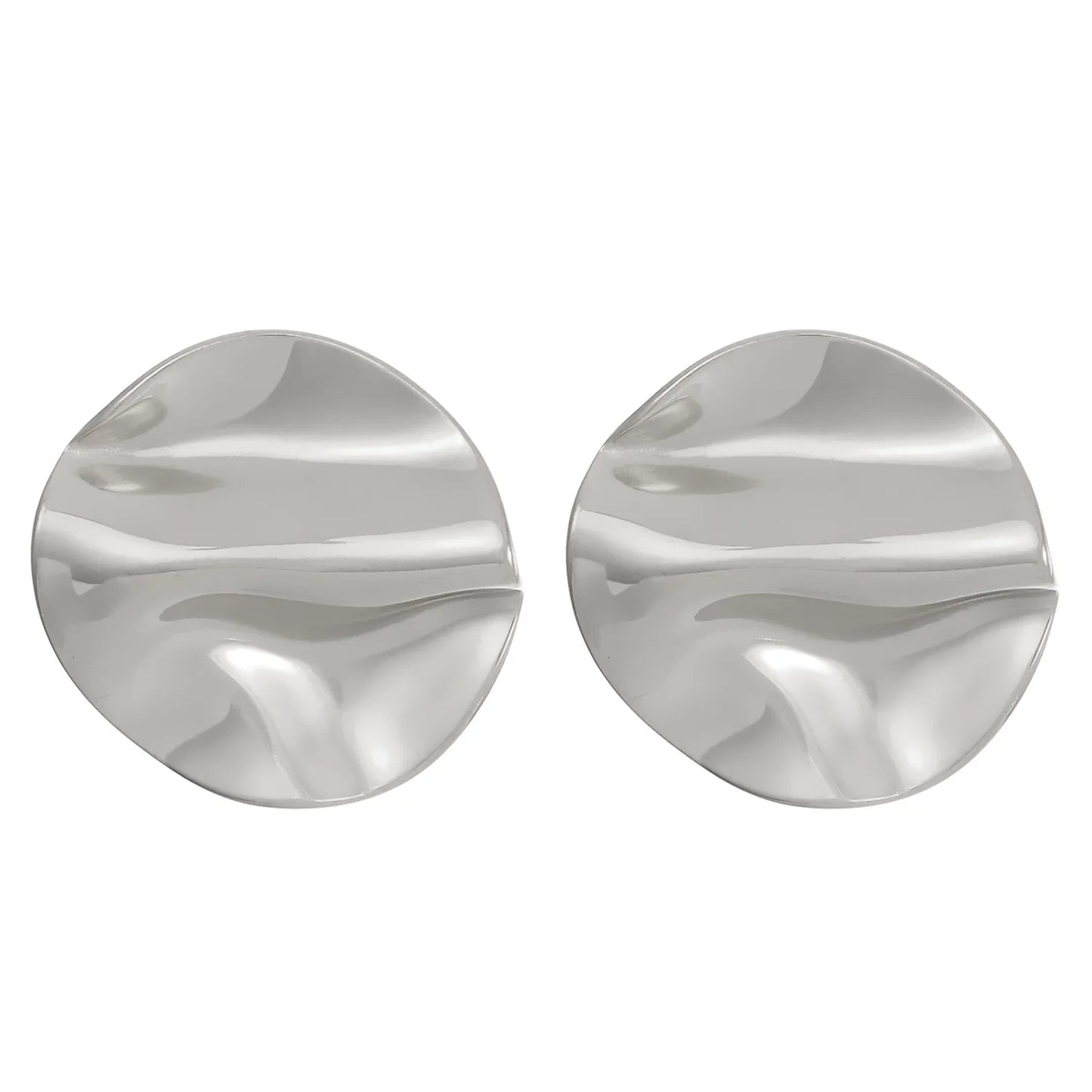 LATS New Stainless Steel Pleated Geometric Earrings for Women Gold-plated Retro Glossy Irregular Ear Accessories Fashion Jewelry