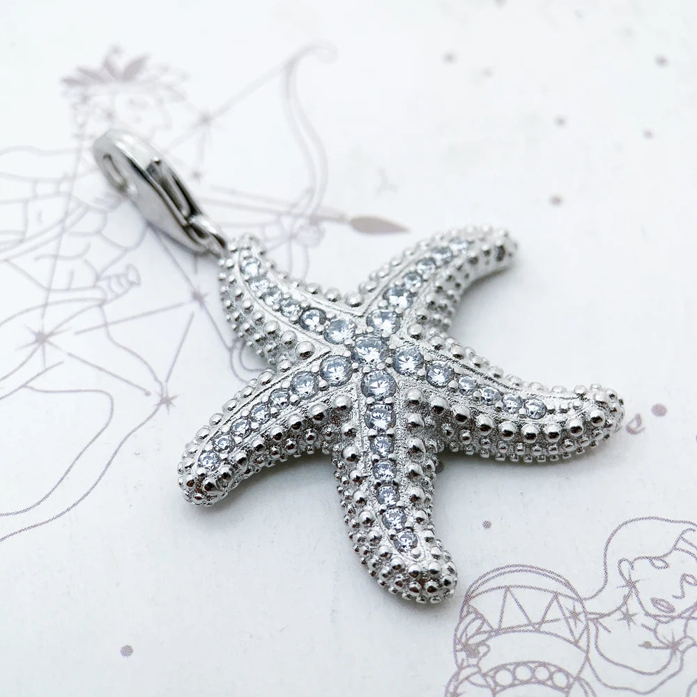 Pendants Starfish Pave,2019 Brand Glam Fashion Jewelry Europe Trendy 925 Sterling Silver Bijoux Accessories Gift For Woman