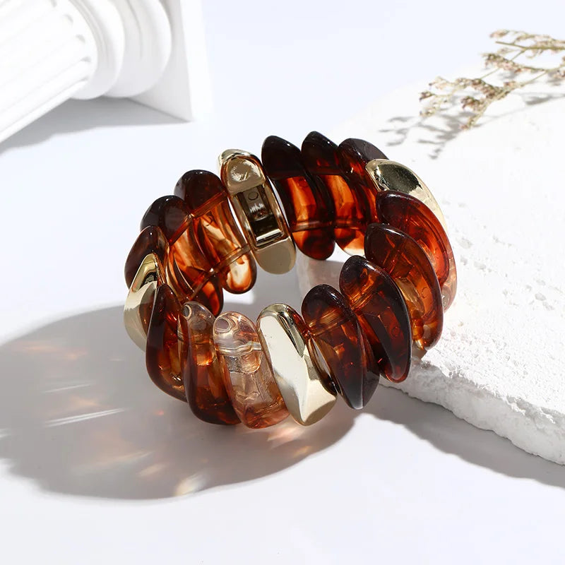 Wedding Wide Bracelet for Girls Charm Resin Bracelets Bangles For Women Luxury High Quality Fashion Jewelry Elastic Party Gifts